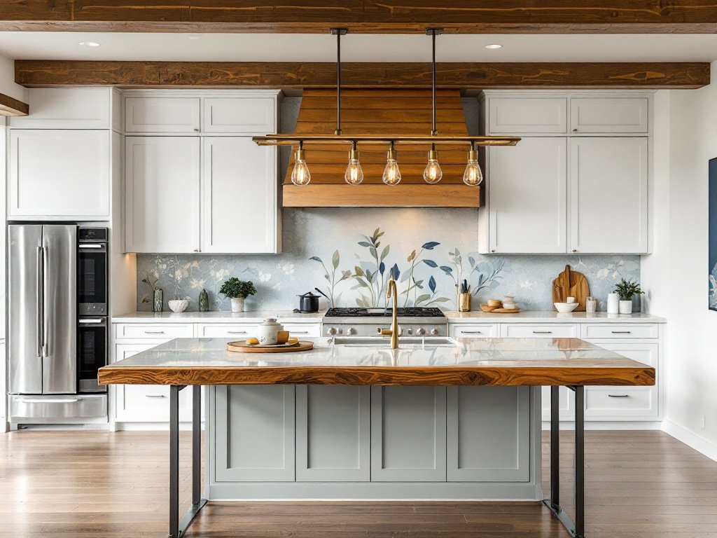 Before and after kitchen island transformation